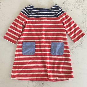 Girls Mini Boden Striped 3/4 sleeve Dress